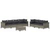 vidaXL Salon de jardin 8 pcs avec coussins Gris R&eacute;sine tress&eacute;e
