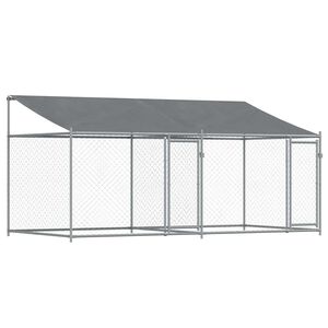 vidaXL Cage pour chien avec toit et portes gris 4x2x2m acier galvanis&eacute;