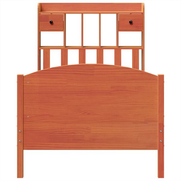 vidaXL Lit bibliothèque sans matelas cire marron 75x190 cm pin massif