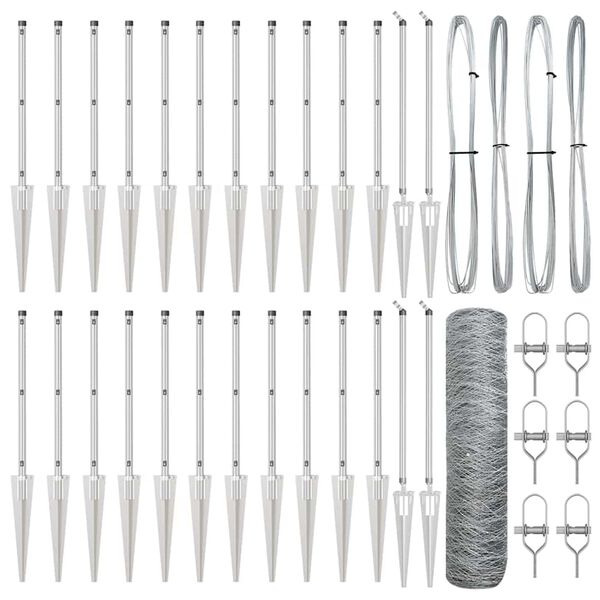 vidaXL Poteau de cl&ocirc;ture. Argent&eacute; 50 x 0,8 m (maillage 36 mm) Acier