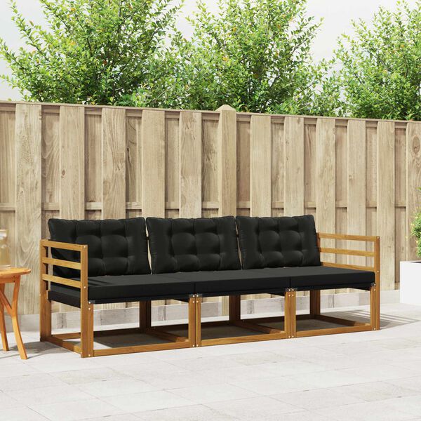 vidaXL Ensemble de canap&eacute;s d'ext&eacute;rieur 3 pcs Naturel et Noir