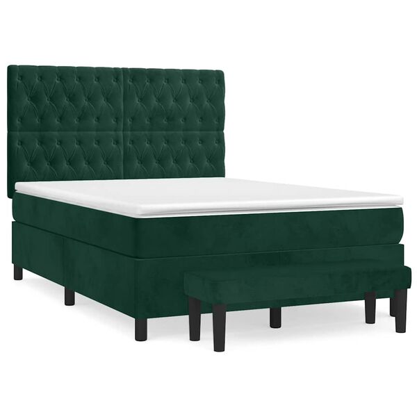 vidaXL Sommier &agrave; lattes de lit et matelas Vert fonc&eacute; 140x200cm Velours