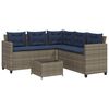 vidaXL Canap&eacute; de jardin avec table et coussins en forme de L gris