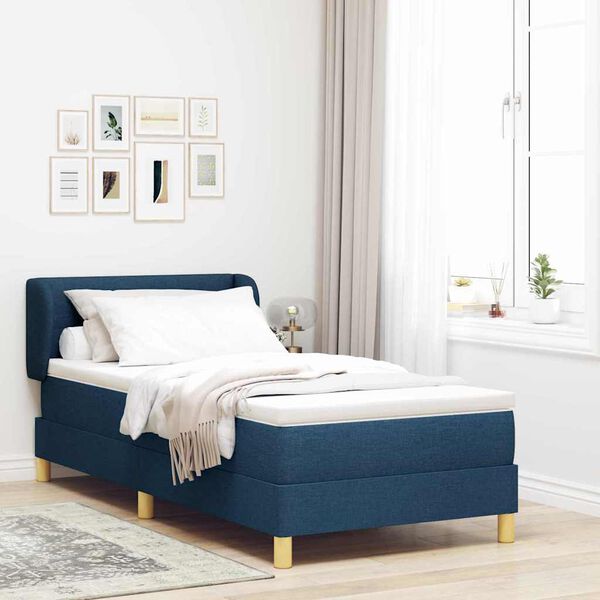 vidaXL Lit &agrave; ressorts avec matelas Bleu 90 x 190 cm tissu