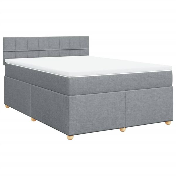 vidaXL Sommier &agrave; lattes de lit avec matelas Gris clair 140x200cm Tissu
