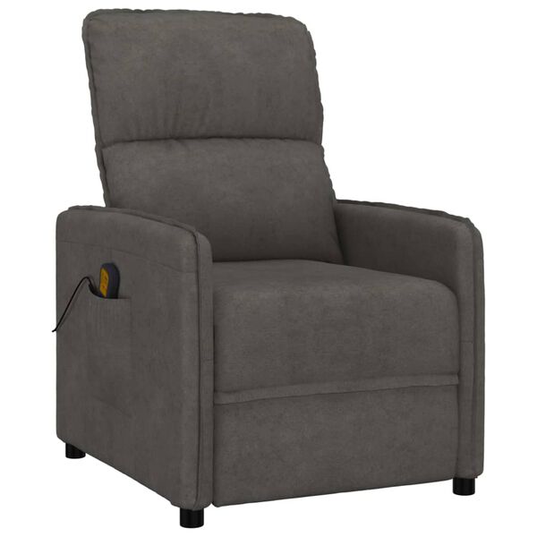 vidaXL Fauteuil de massage Gris fonc&eacute; Tissu microfibre