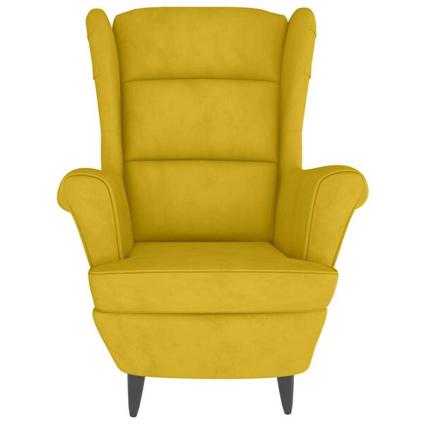 vidaXL Fauteuil à oreilles avec tabouret jaune moutarde velours