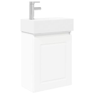 vidaXL Meuble de salle de bain avec robinet Blanc 45,5 x 22,5 x 84 cm