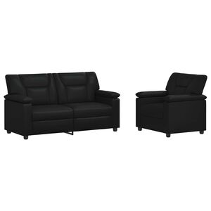 vidaXL Ensemble de Canap&eacute;s 2 pcs Noir Simili cuir