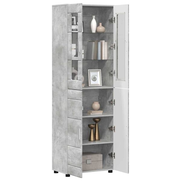 vidaXL Haut Armoire avec &eacute;tag&egrave;re FLORIN Gris b&eacute;ton 60 x 35 x 182 cm
