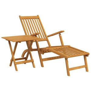 vidaXL Chaise longue d'ext&eacute;rieur repose-pieds et table Acacia solide