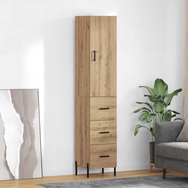 vidaXL Haut Armoire avec tiroir Ch&ecirc;ne artisanal 34,5 x 34 x 180 cm
