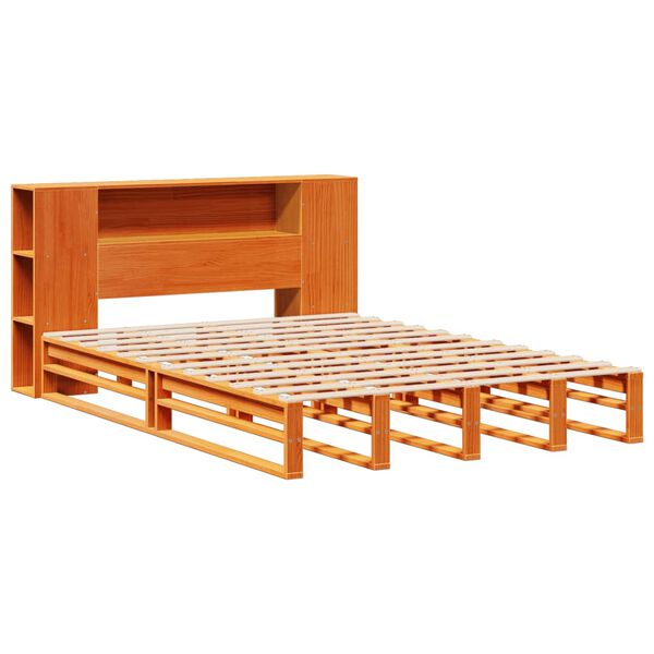 vidaXL Lit biblioth&egrave;que sans matelas cire marron 120x200cm bois massif