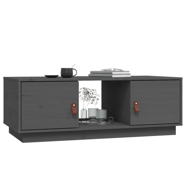 vidaXL Table basse Gris 100x50x35 cm Bois massif de pin