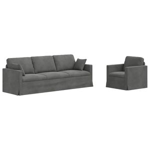 vidaXL Ensemble de Canap&eacute;s 2 pc Gris fonc&eacute; Velours