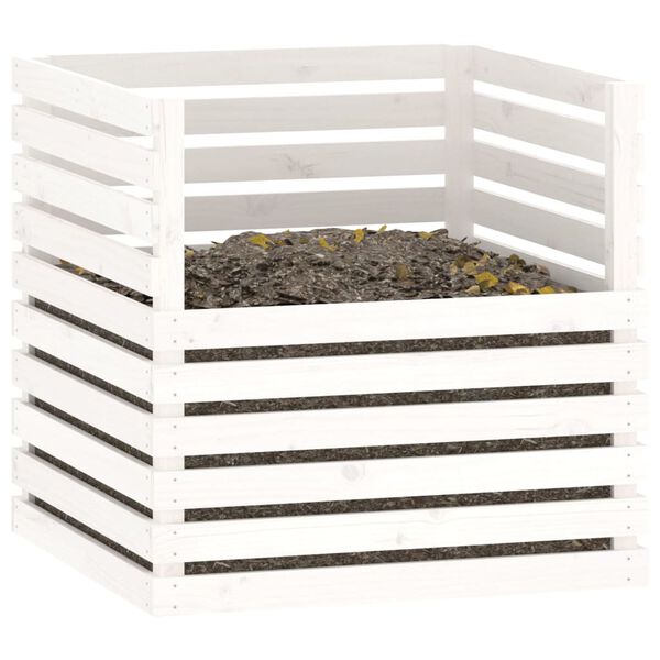 vidaXL Composteur Blanc 80x80x78 cm Bois massif de pin