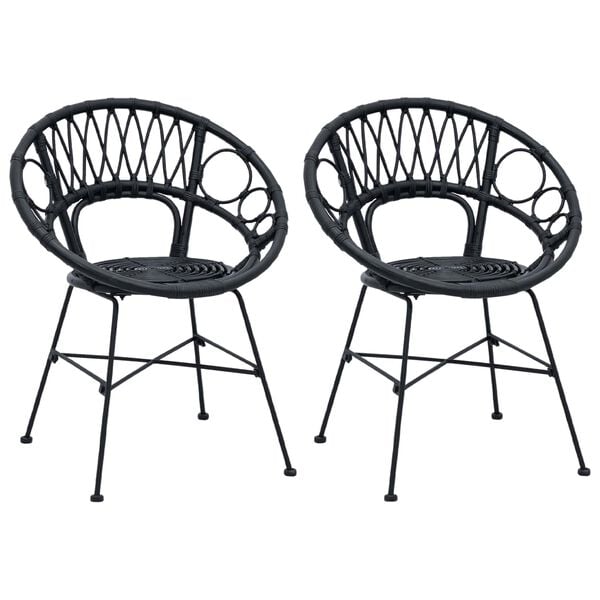 vidaXL Chaise de salle à manger 2 pcs Noir 65 x 55,5 x 81 cm