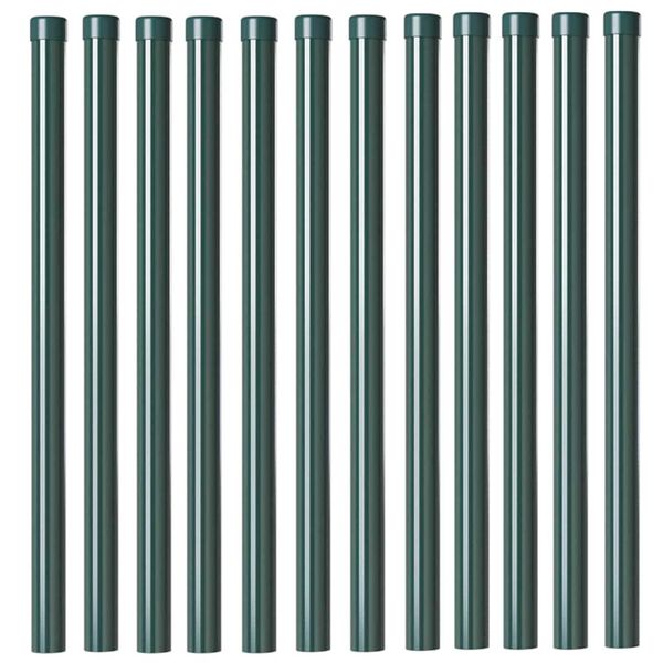 vidaXL Poteaux de clôture 12 pcs Vert 70 cm Acier peint par poudre