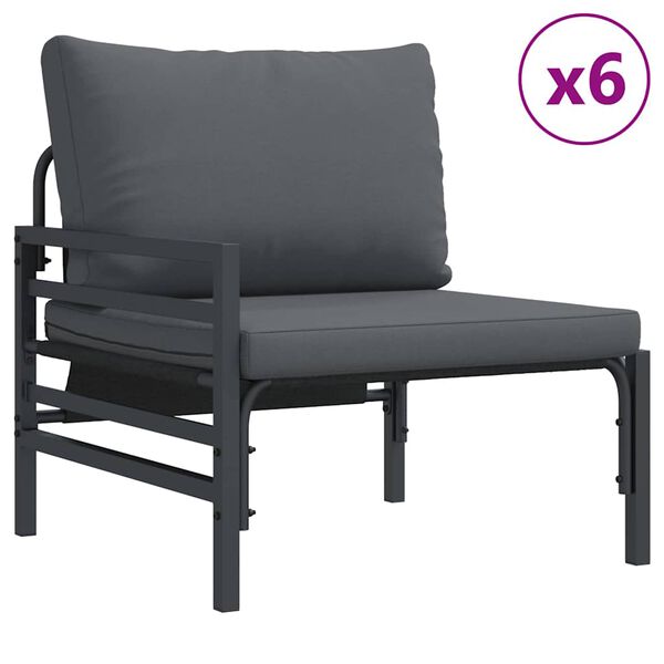 vidaXL Ensemble de canapé de jardin avec coussin 13 pcs Noir Acier