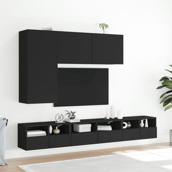 vidaXL Meubles TV muraux 2 pcs noir 60x30x30 cm bois d'ing&eacute;nierie