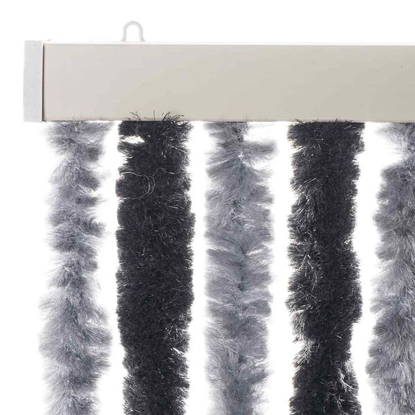 vidaXL Rideau anti-mouches gris et noir 56x185 cm chenille