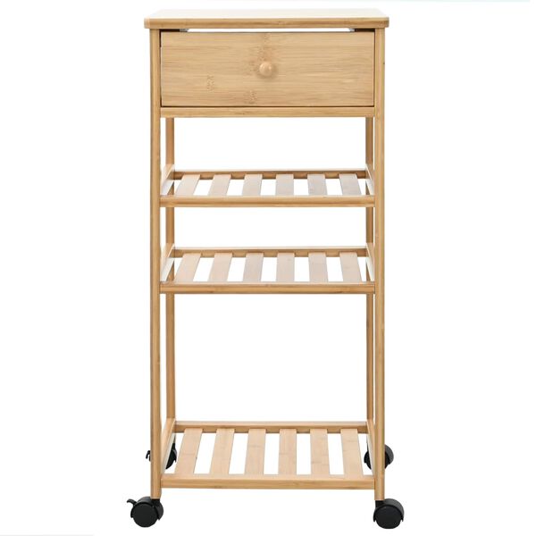 vidaXL Chariot de Cuisine avec Roues Naturel 37 x 36 x 80 cm Bambou