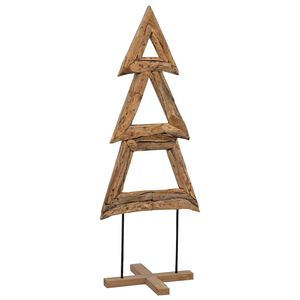 vidaXL Sapin de No&euml;l avec support Marron 90 cm Bois de teck solide