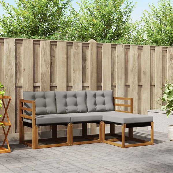 vidaXL Ensemble de canap&eacute;s d'ext&eacute;rieur 4 pcs Gris Naturel et Clair