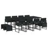vidaXL Ensemble &agrave; manger de jardin 13 pcs coussins noir r&eacute;sine tress&eacute;e