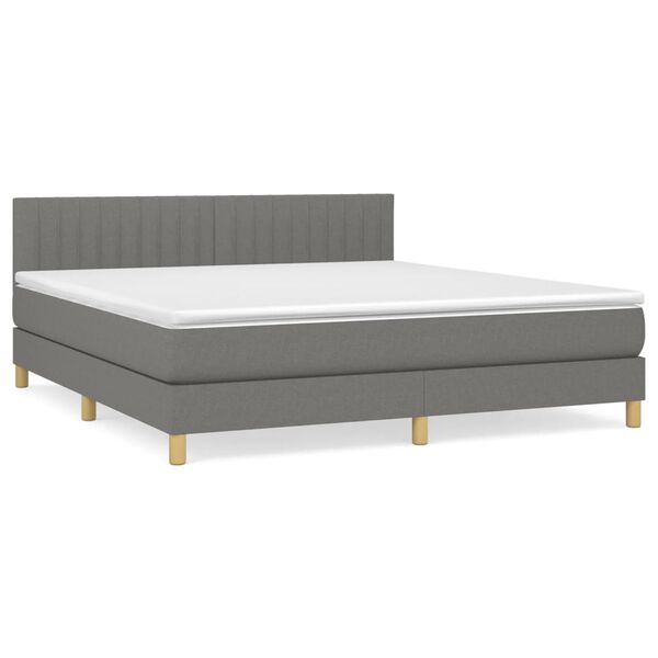vidaXL Sommier &agrave; lattes de lit avec matelas Gris fonc&eacute; 160x200cm Tissu