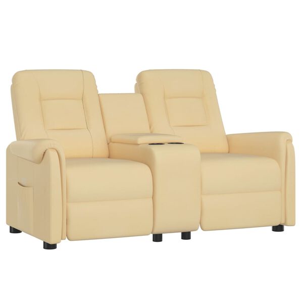 vidaXL Fauteuil de massage inclinable et porte-gobelet 2 places crème