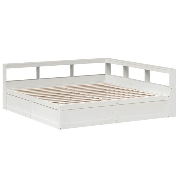 vidaXL Lit biblioth&egrave;que sans matelas blanc 200x200 cm bois pin massif