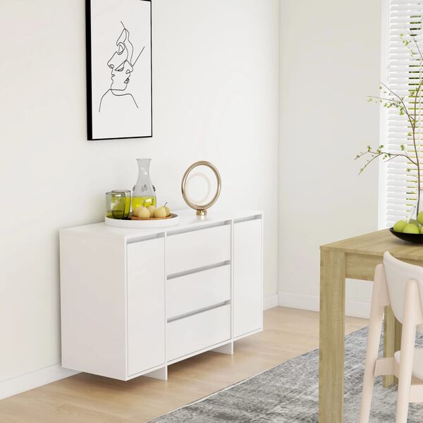 vidaXL Buffet avec 3 tiroirs Blanc 120x41x75 cm Bois d'ingénierie