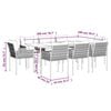 vidaXL Ensemble &agrave; manger de jardin 9 pcs coussins r&eacute;sine tress&eacute;e acier