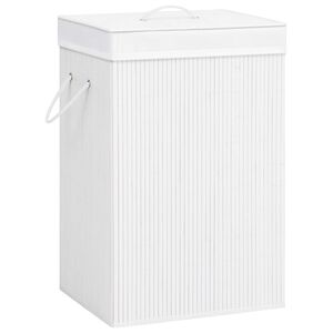 vidaXL Panier à linge avec 2 sections bambou blanc 72 L
