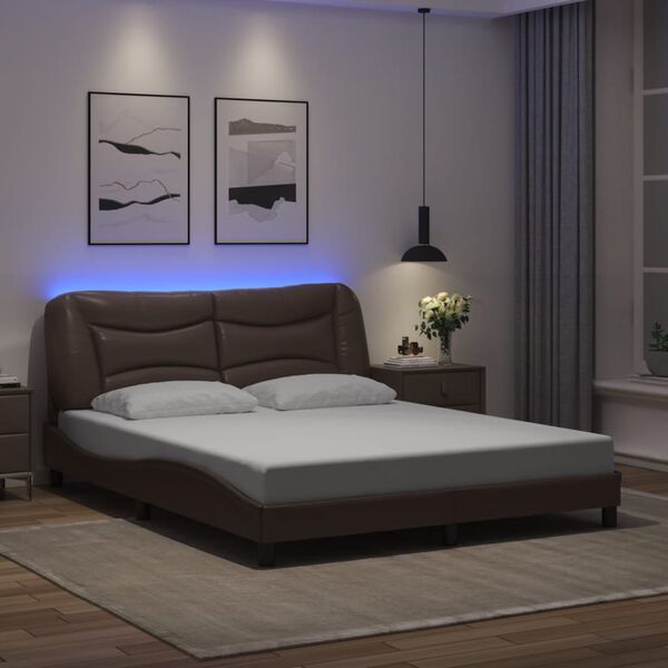 vidaXL Cadre de lit avec LED sans matelas Hvar marron 160x200 cm