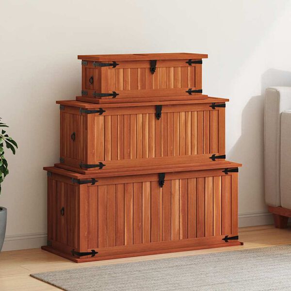 vidaXL Coffres de rangement 3 pcs Bois d'acacia solide