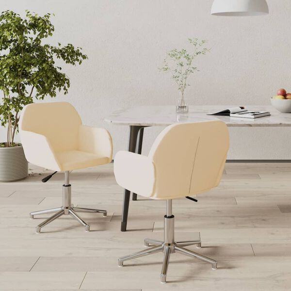 vidaXL Chaises pivotantes à manger lot de 2 Crème Tissu