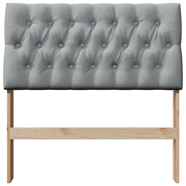 vidaXL T&ecirc;te de lit capitonn&eacute;e Gris clair 90 cm Pin massif