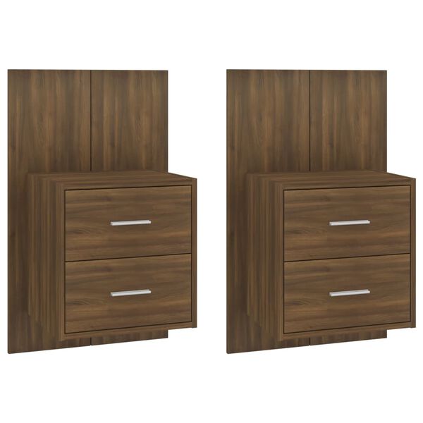 vidaXL Tables de chevet murales 2 pcs Ch&ecirc;ne marron