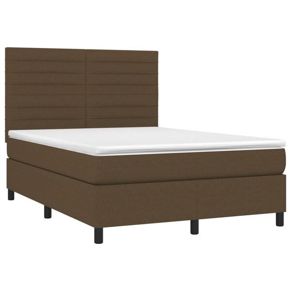 vidaXL Sommier &agrave; lattes de lit avec matelas Marron fonc&eacute; 140x200 cm