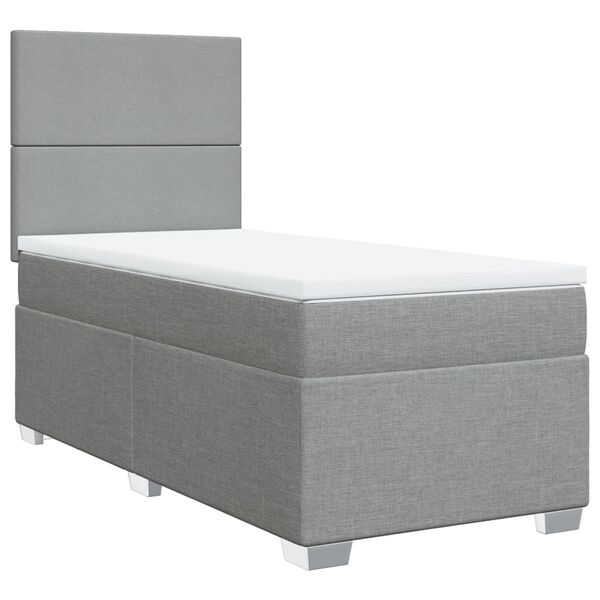vidaXL Sommier &agrave; lattes de lit avec matelas Gris clair 100x200cm Tissu