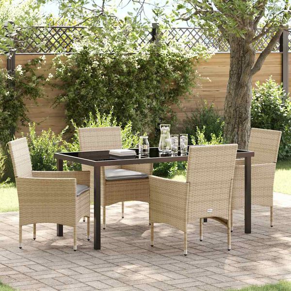 vidaXL Ensemble de salle &agrave; manger pour jardin 5 pcs Beige polyrotin