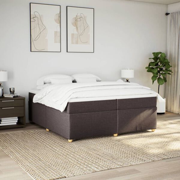 vidaXL Sommier &agrave; lattes de lit avec matelas Marron fonc&eacute; 200x200 cm