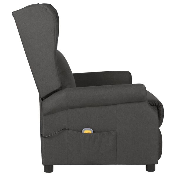 vidaXL Fauteuil de massage Gris fonc&eacute; Tissu