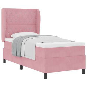 vidaXL Lit &agrave; ressorts avec matelas Rose 200 x 90 cm Polyester