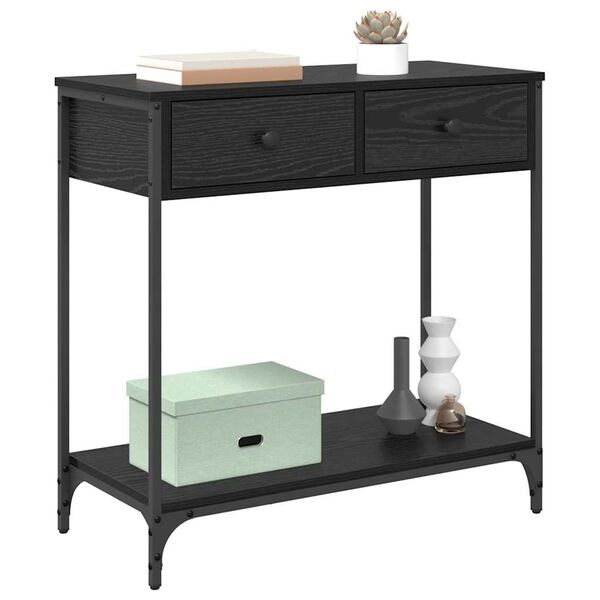 vidaXL Table console Ch&ecirc;ne noir 75 x 34,5 x 75 cm Bois d'ing&eacute;nierie