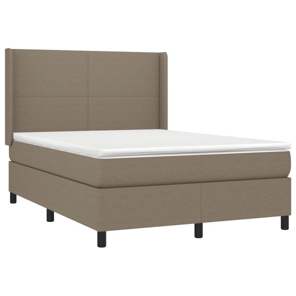 vidaXL Sommier &agrave; lattes de lit avec matelas Taupe 140x200 cm Tissu
