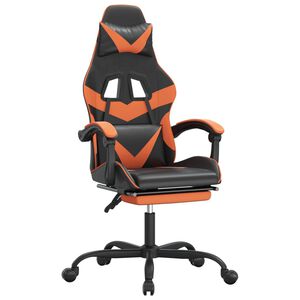 vidaXL Chaise de jeu pivotante repose-pied Noir et orange Similicuir