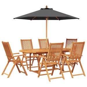 vidaXL Ensemble de salle &agrave; manger d'ext&eacute;rieur avec parasol 8 pc